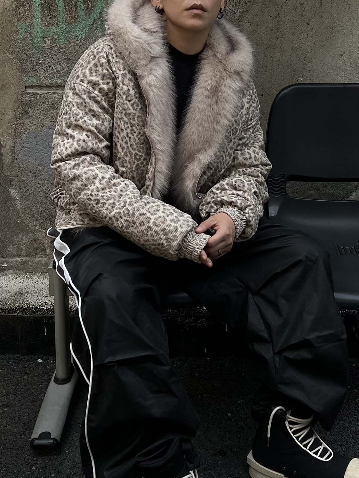 Cotton Cheetah Print Mink Fur Hooded Jacket - 2270