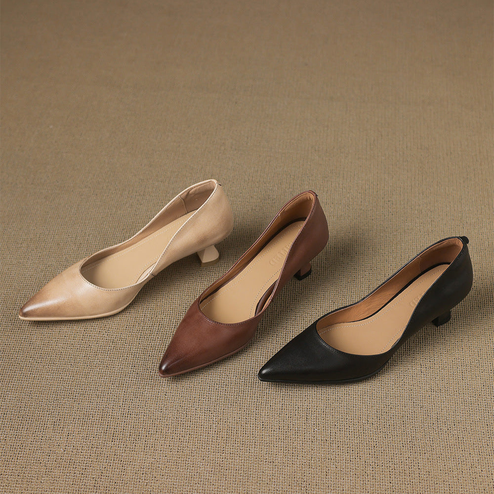 Nadine Genuine Leather Heels