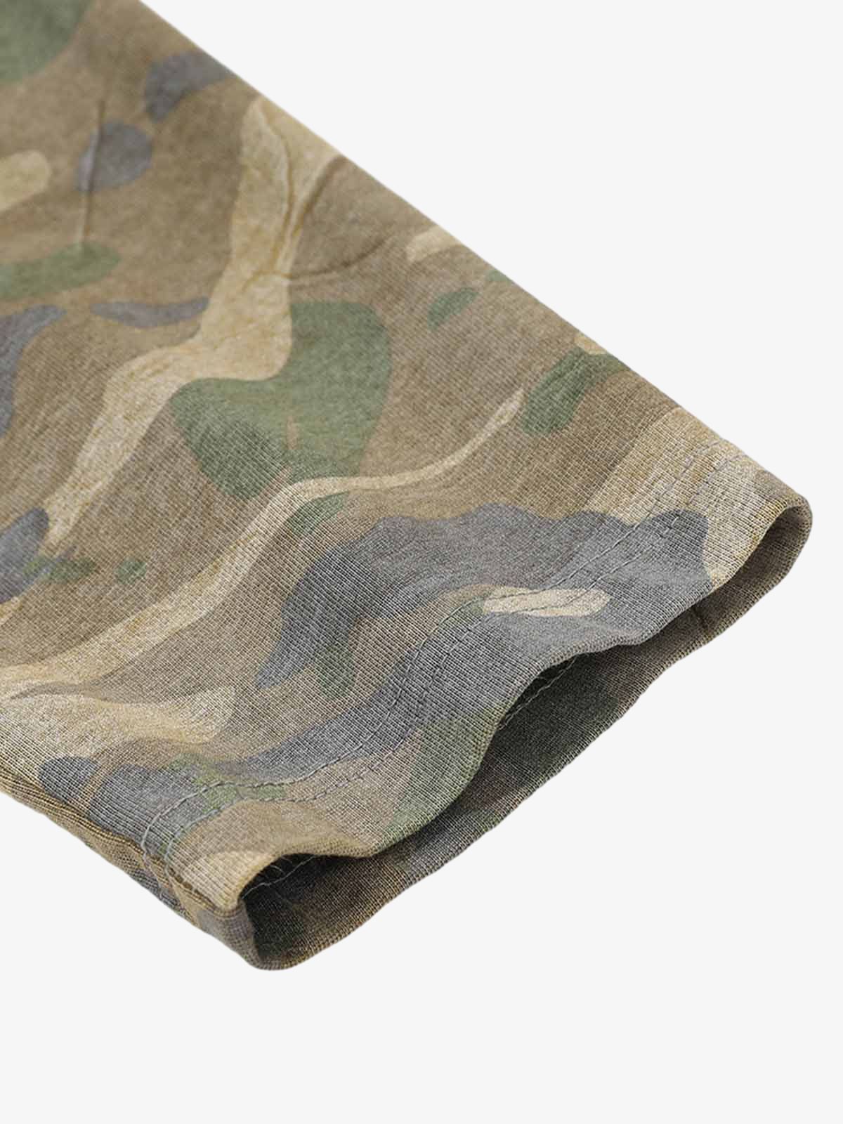 Jersey Distressed Camouflage Double Layered Graphic T-Shirt - 2420